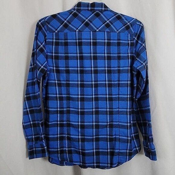 Blue Mountain Flannel Shirt Women's plaid Medium rustic tomboy comfy outdoorsy - Picture 2 of 8